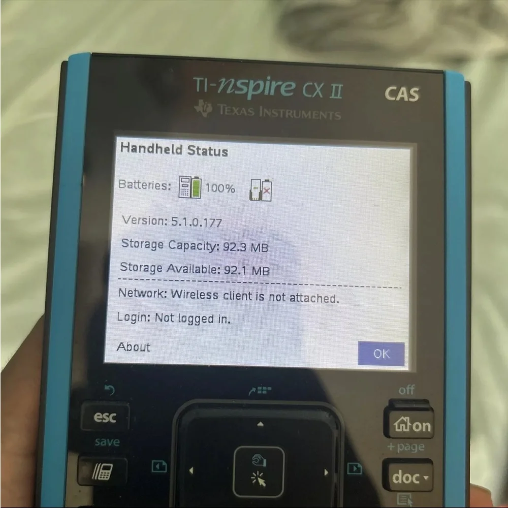 Texas Instrument TI Nspire CX II CAS Graphing Calculator W Cable VERSION 5.1 5.0